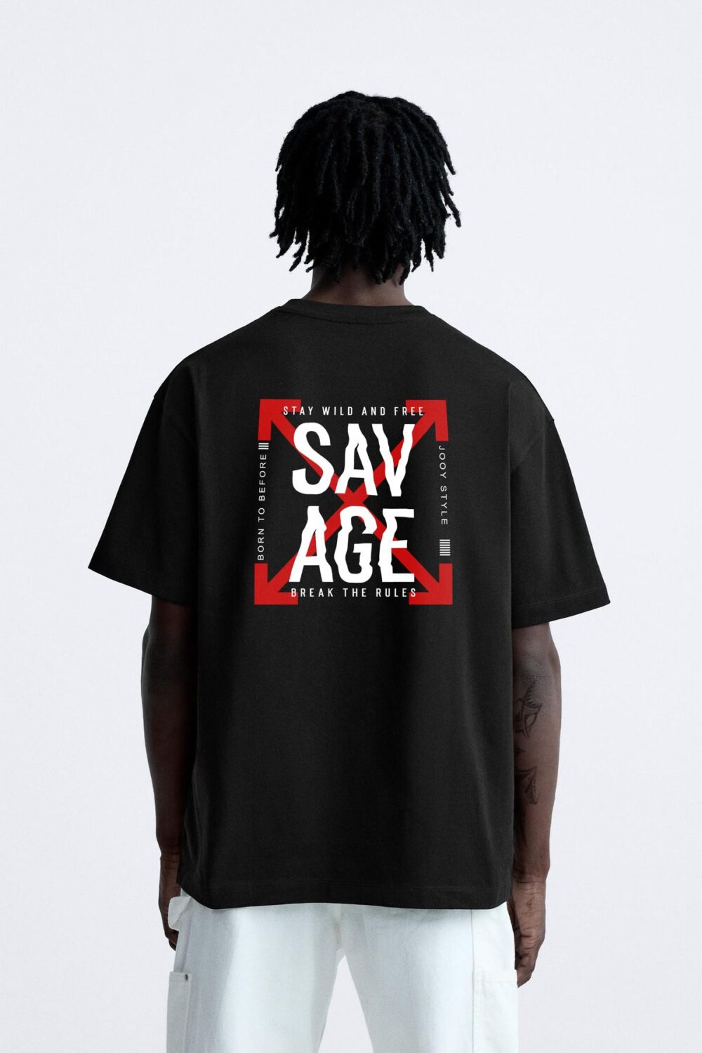 Savage Baskılı Siyah Oversize Tshirt