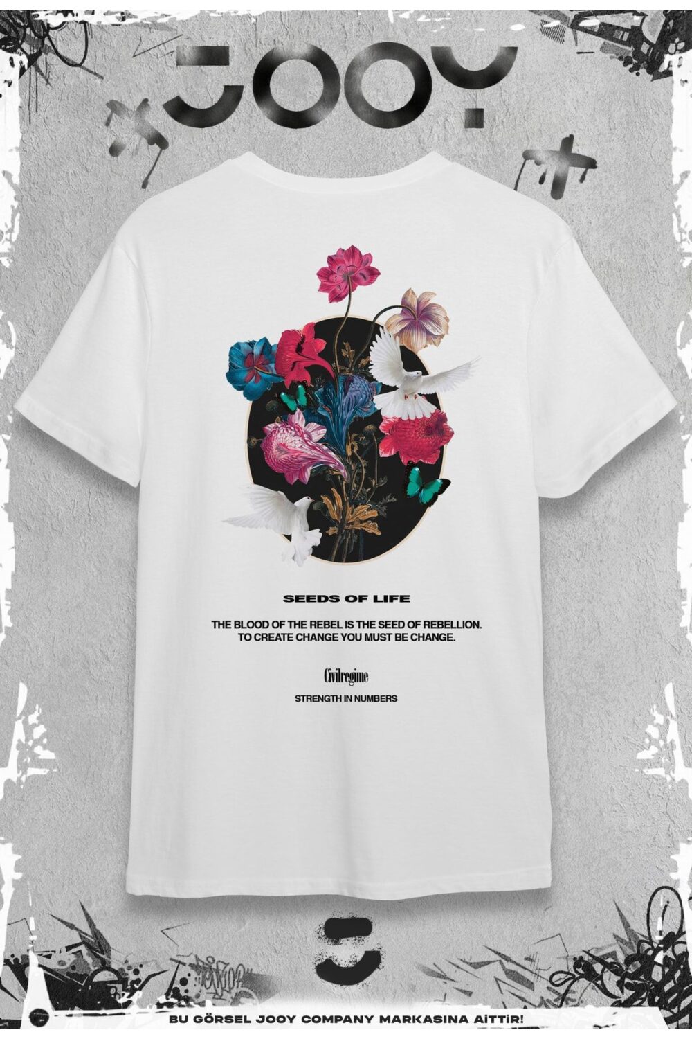 Seeds Of Life Tasarım Beyaz Oversize Tshirt