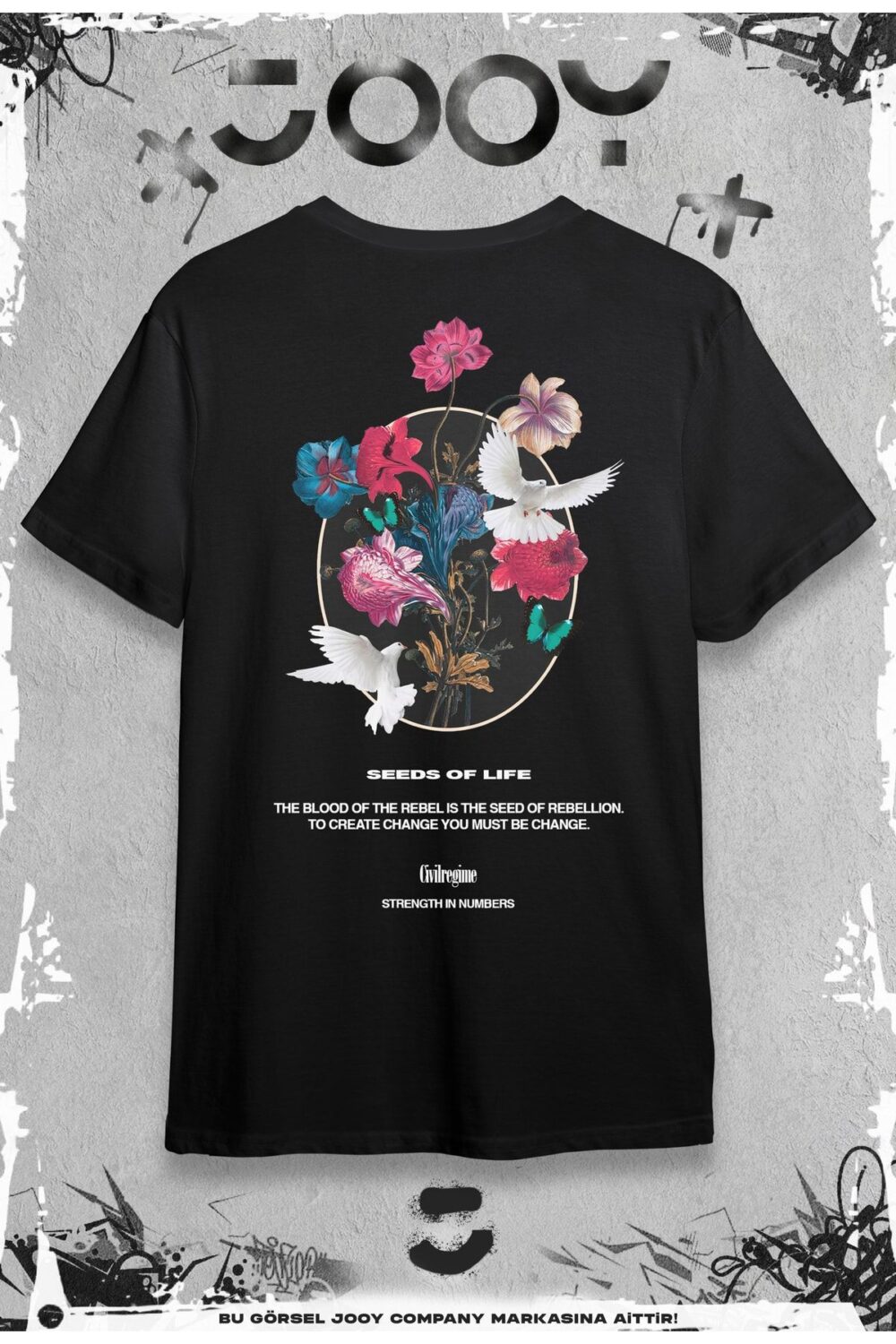 Seeds Of Life Tasarım Siyah Oversize Tshirt