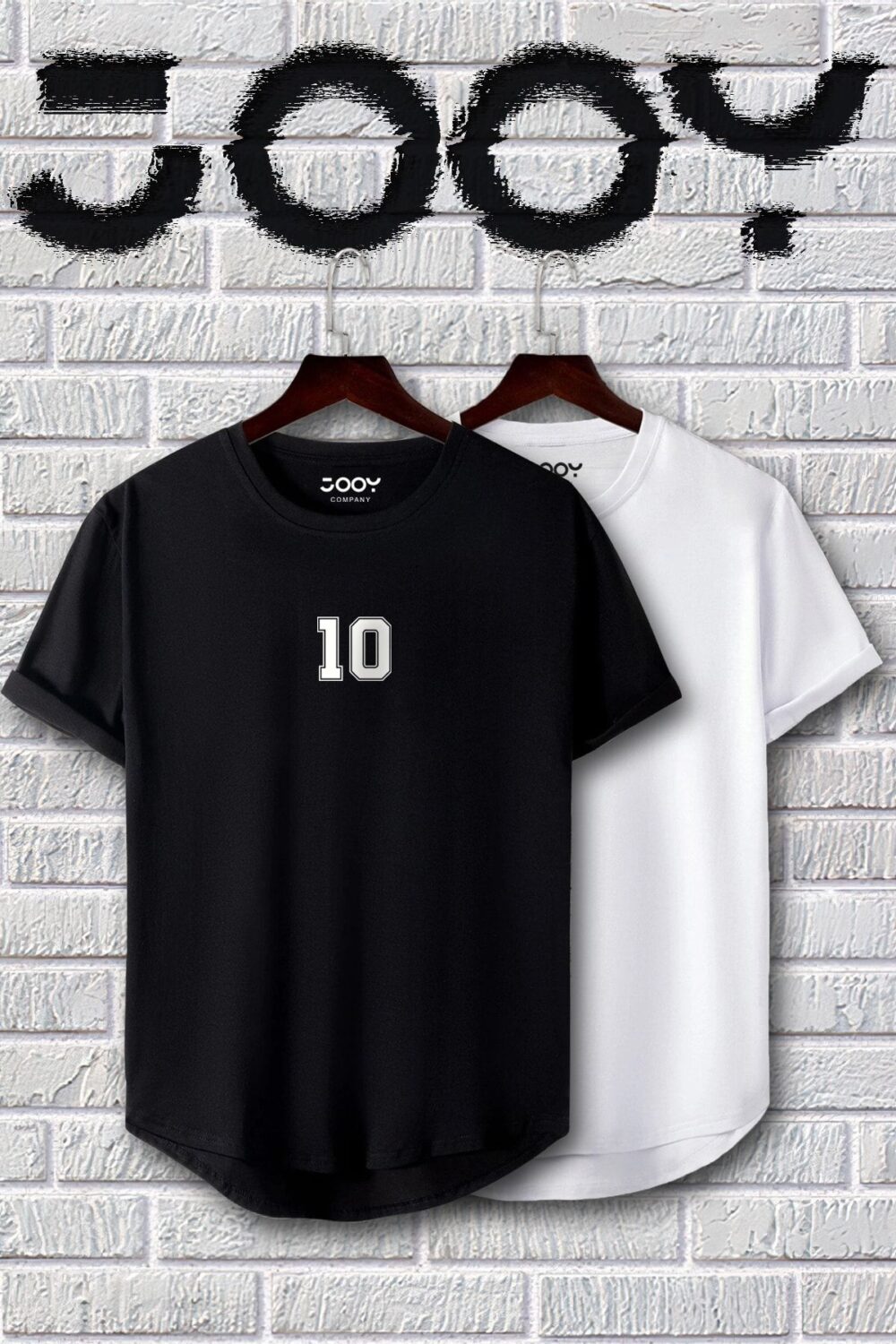 Siyah Beyaz 10 Numara Slim Fit Tshirt 2’li Set