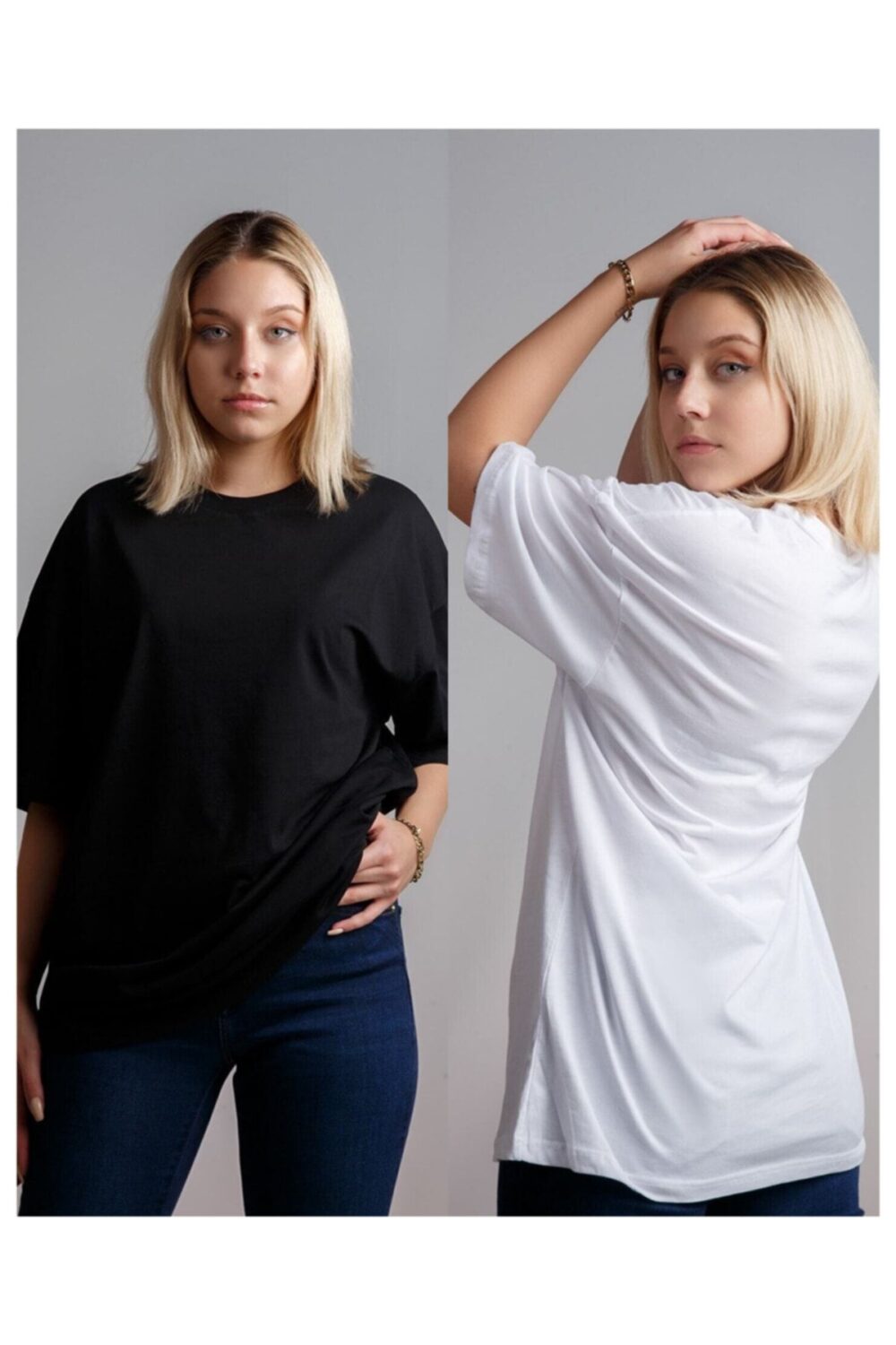 Siyah Beyaz Oversize T-shirt 2’li Paket