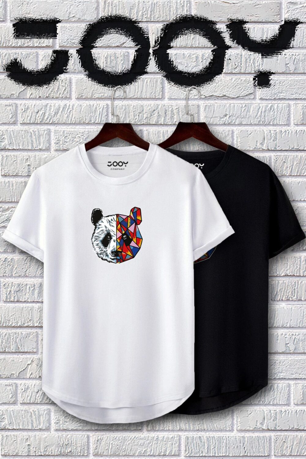 Siyah Beyaz Tokyo Panda Slim Fit Tshirt 2’li Set