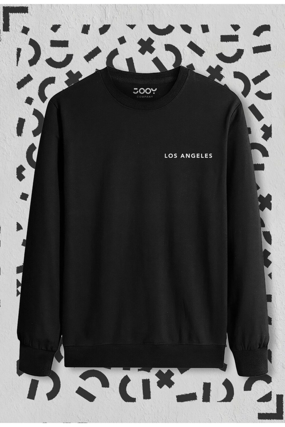 Siyah Bisiklet Yaka Los Angeles Baskılı Sweatshirt