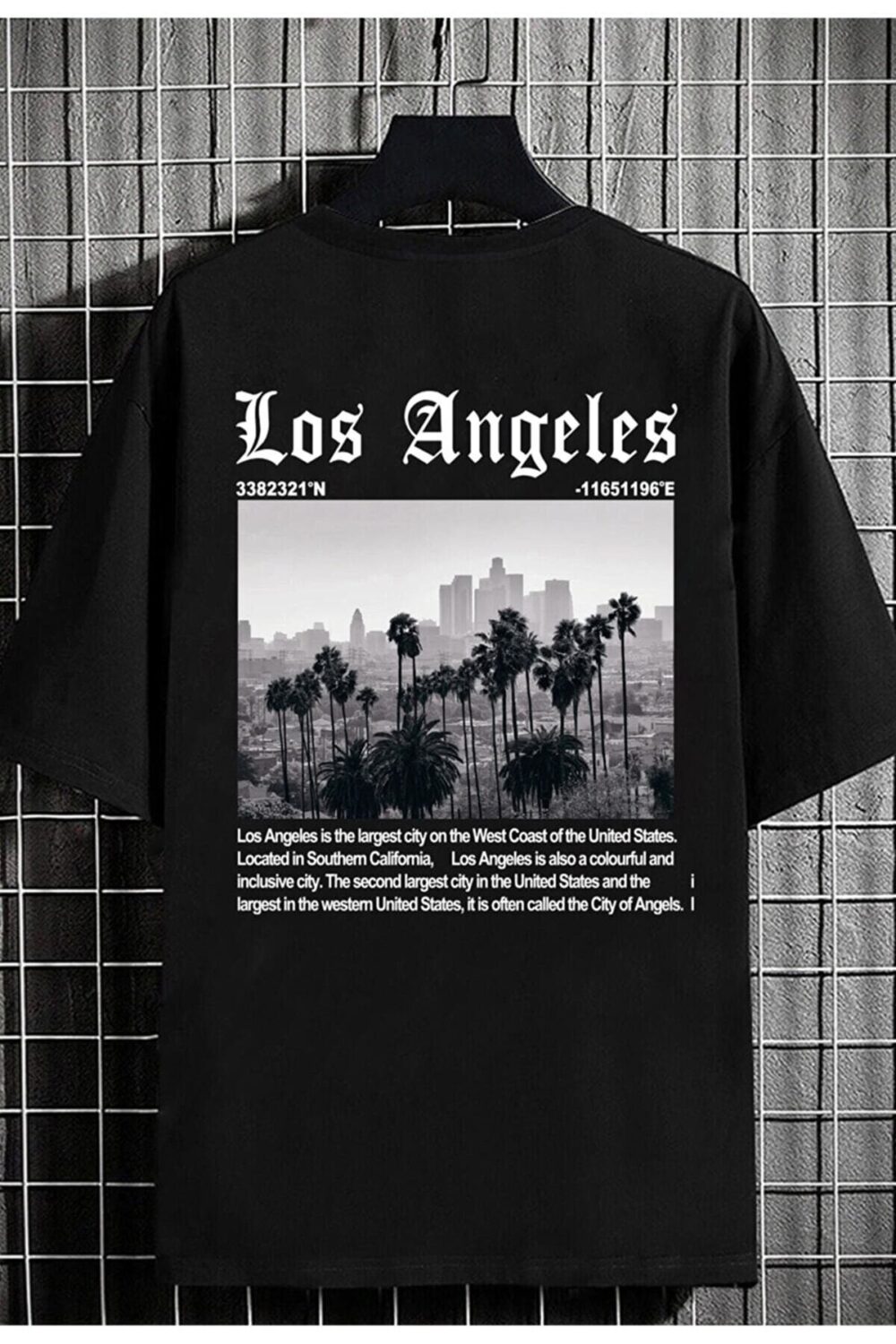 Siyah Los Angeles Baskılı Oversize Tshirt