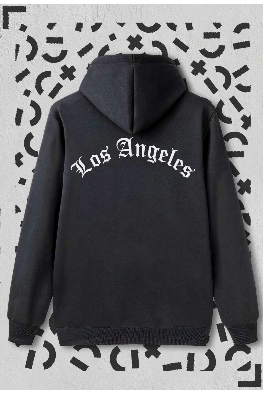 Siyah Los Angeles Yazılı Kapüşonlu Sweatshirt Hoodie