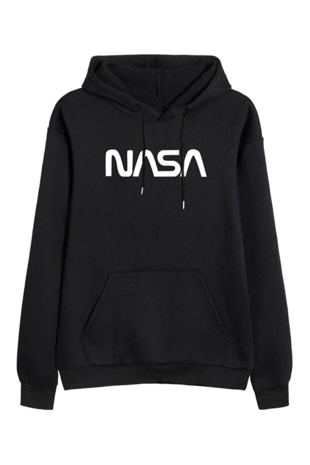 Siyah Nasa Baskılı Kapüşonlu Sweatshirt – Hoodie