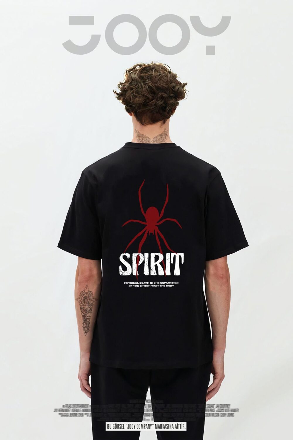 Spirit Baskılı Siyah Oversize Tshirt