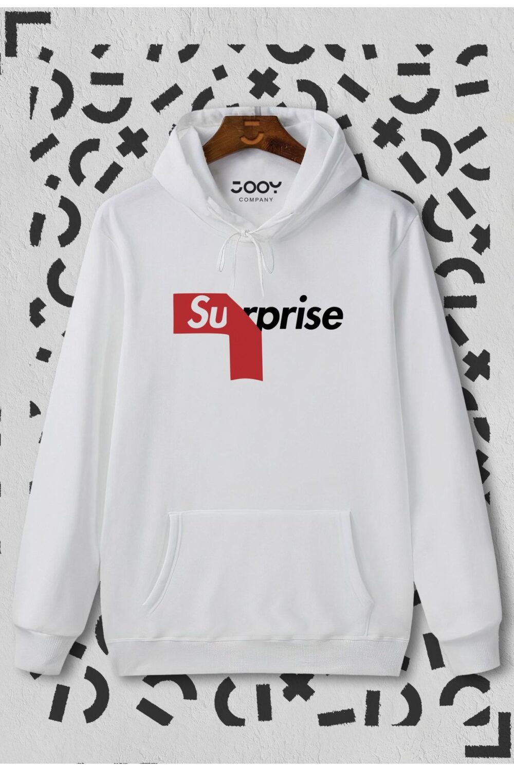 Suprise Baskılı Beyaz Kapüşonlu Sweatshirt