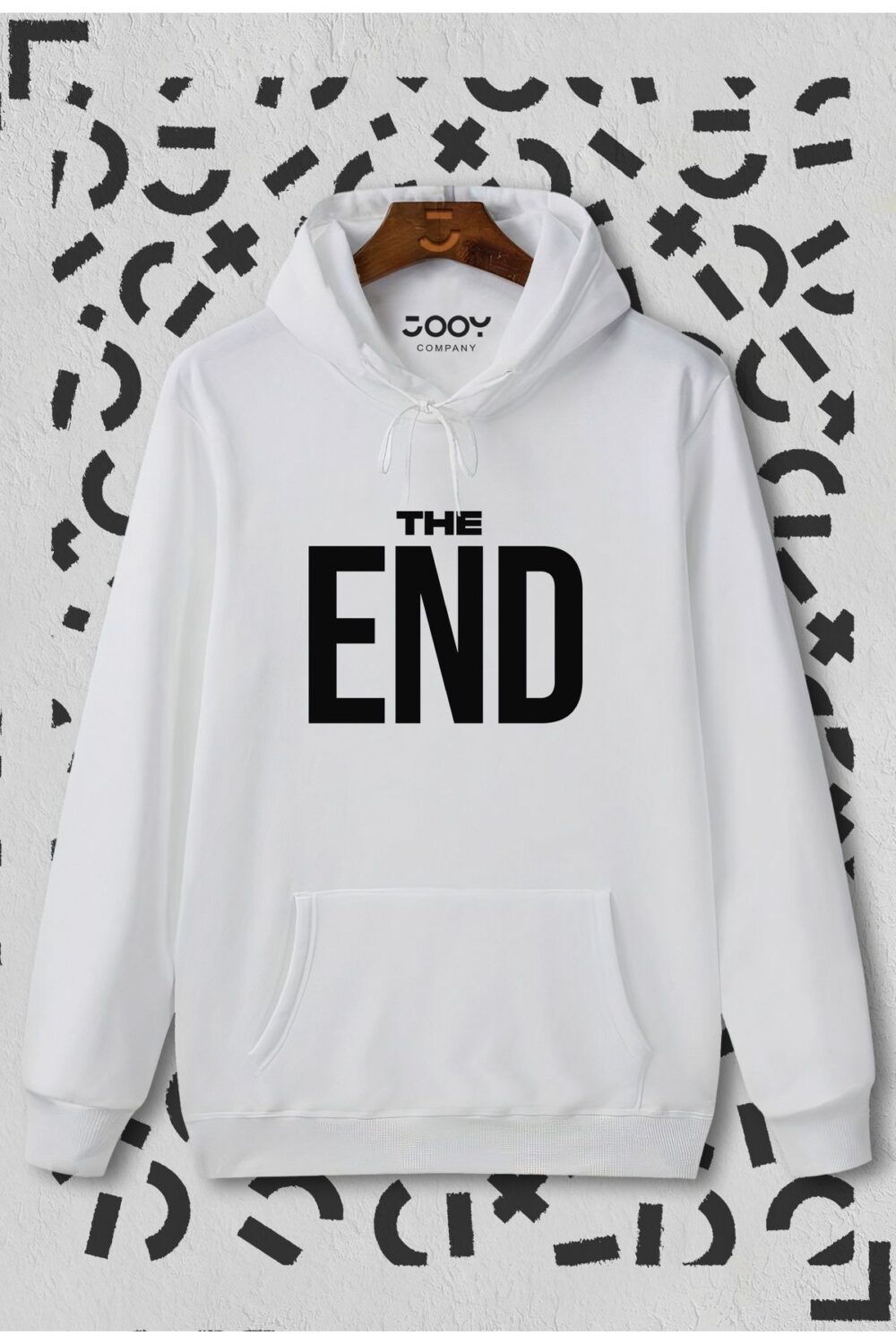 The End Baskılı Beyaz Kapüşonlu Sweatshirt