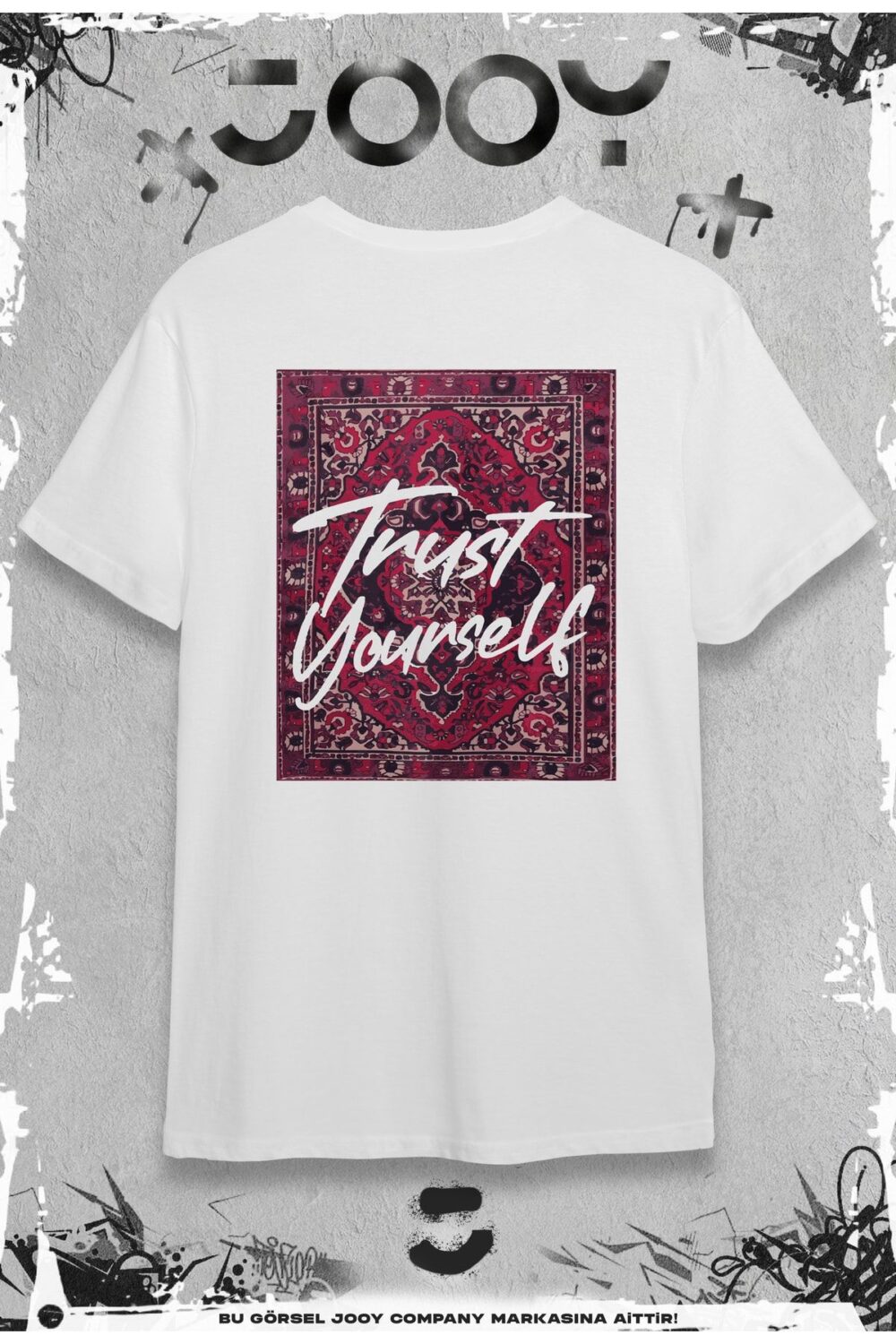 Trust Yourself Halı – Kilim Tasarım Beyaz Oversize Tshirt