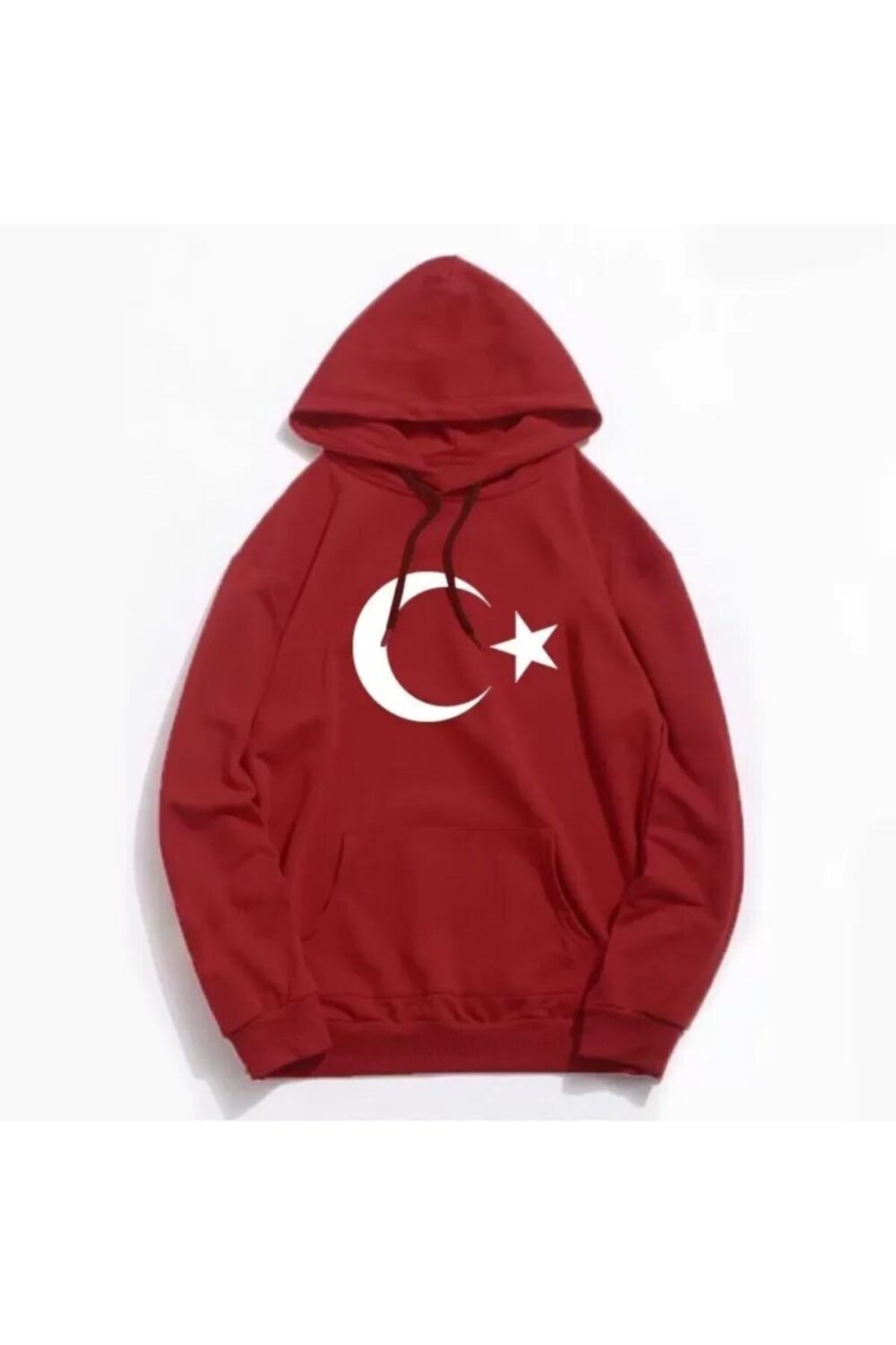 Türk Bayrağı Ay Yıldız Baskılı Kırmızı Sweatshirt Hoodie