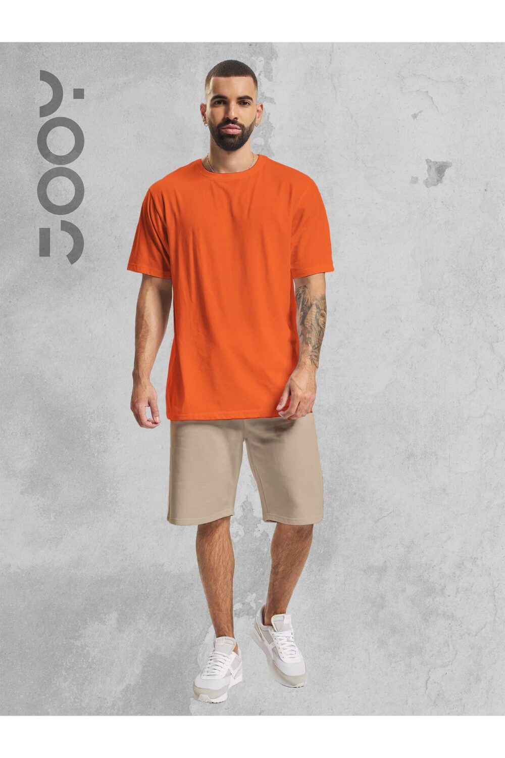 Turuncu Orange Oversize Tshirt – Bej Penye Şort Takım