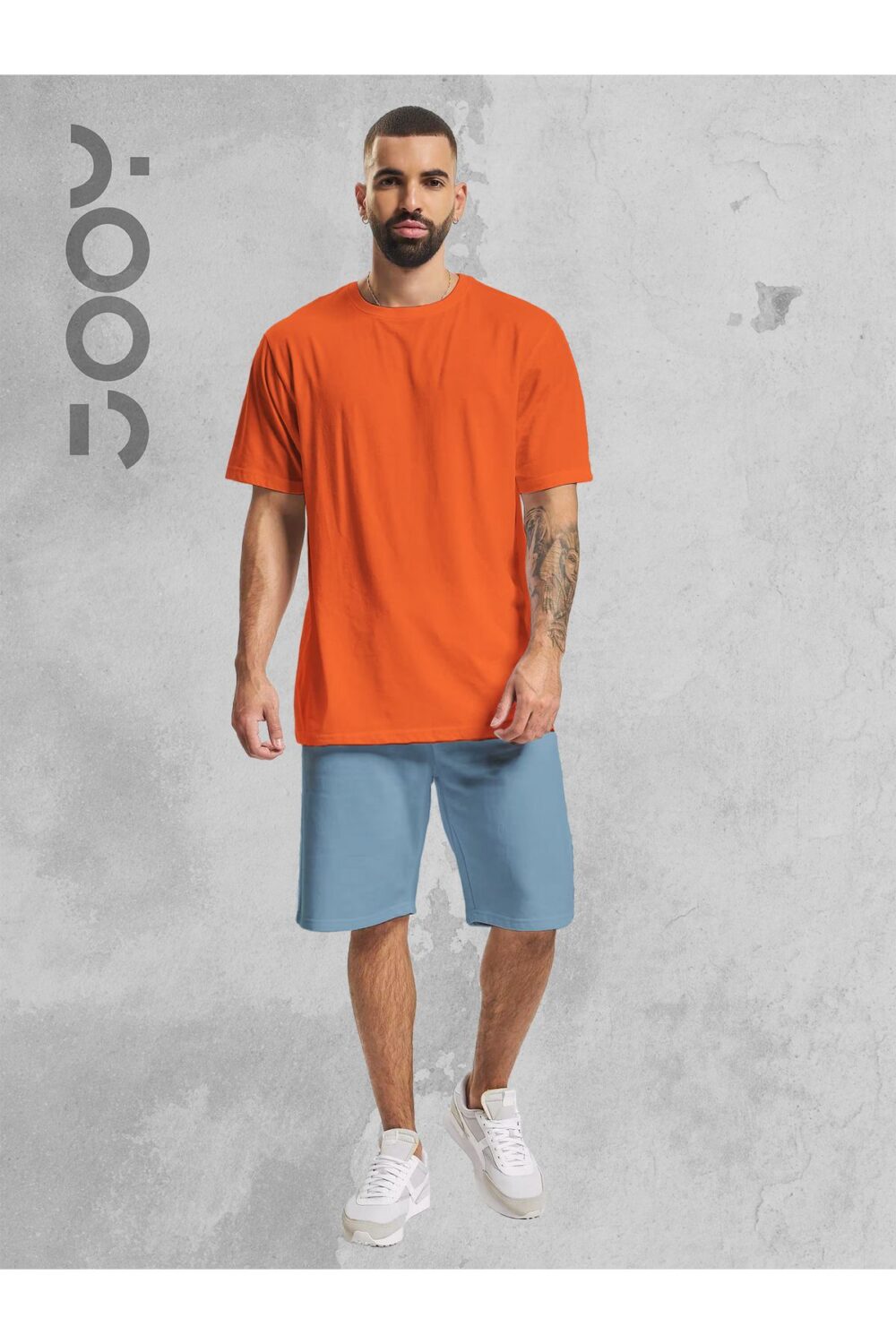 Turuncu Orange Oversize Tshirt – Mavi Penye Şort Takım