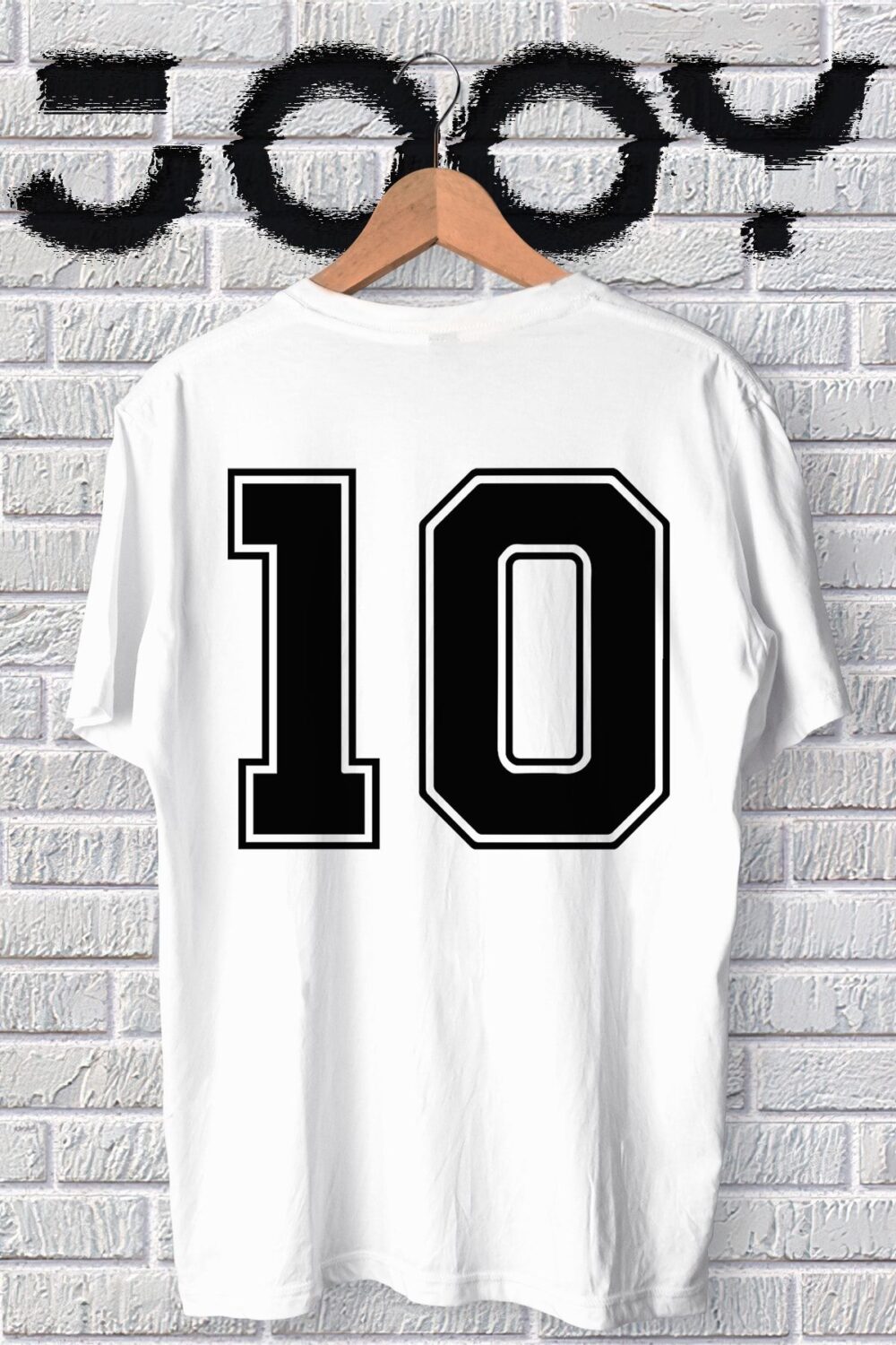 Unisex 10 Numara Tasarım Beyaz Oversize Tshirt