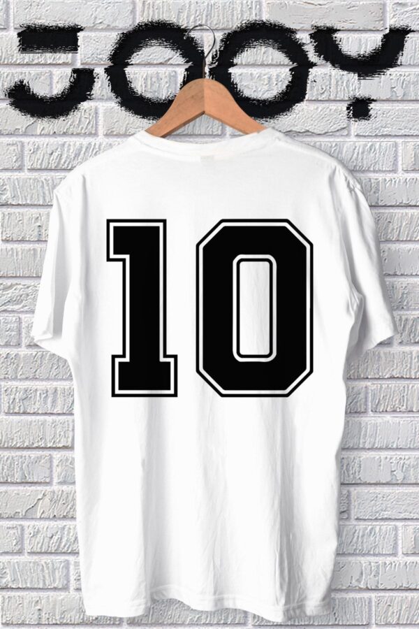 Jooy Company-Unisex 10 Numara Tasarım Beyaz Oversize Tshirt