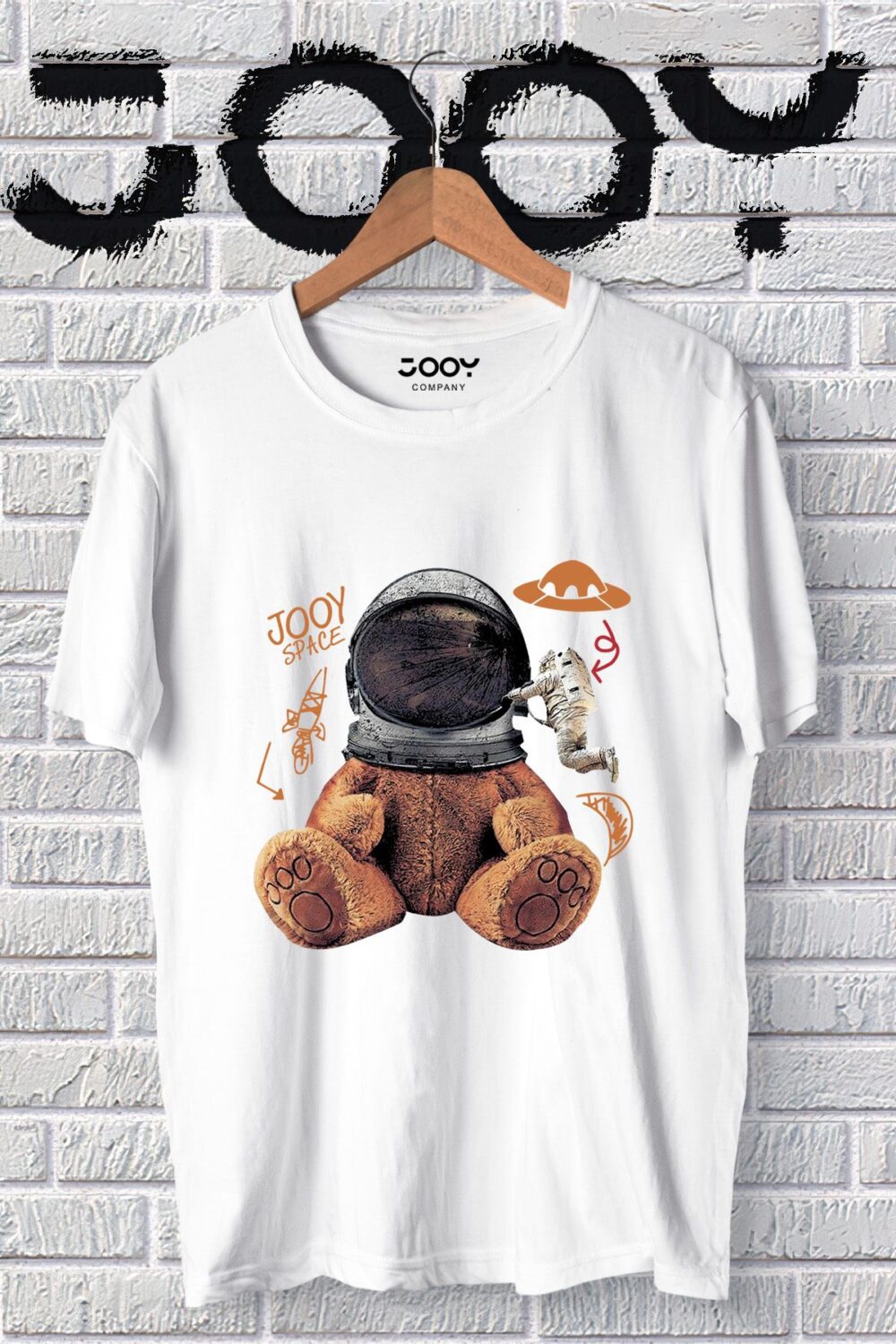 Unisex Beyaz Astronot Ayıcık Oversize Tshirt