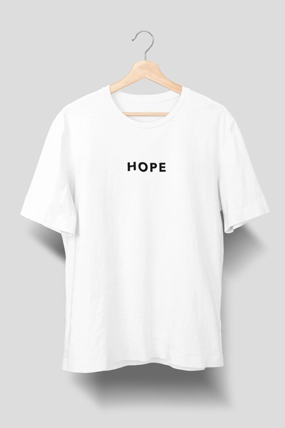 Unisex Beyaz Hope Yazı Baskılı Oversize T-shirt