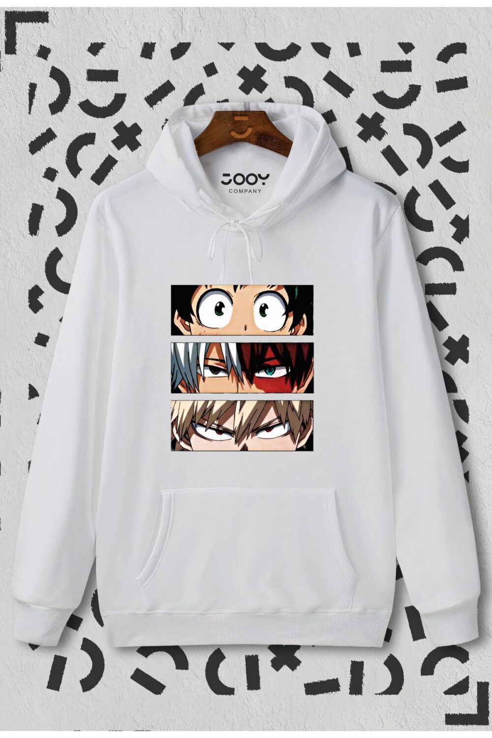 Unisex Beyaz My Hero Academia Kapüşonlu Sweatshirt Hoodie