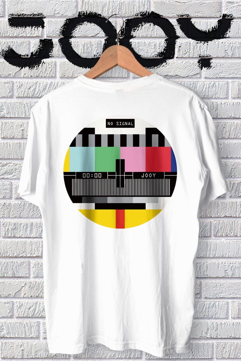 Unisex Beyaz No Signal Baskılı Tshirt