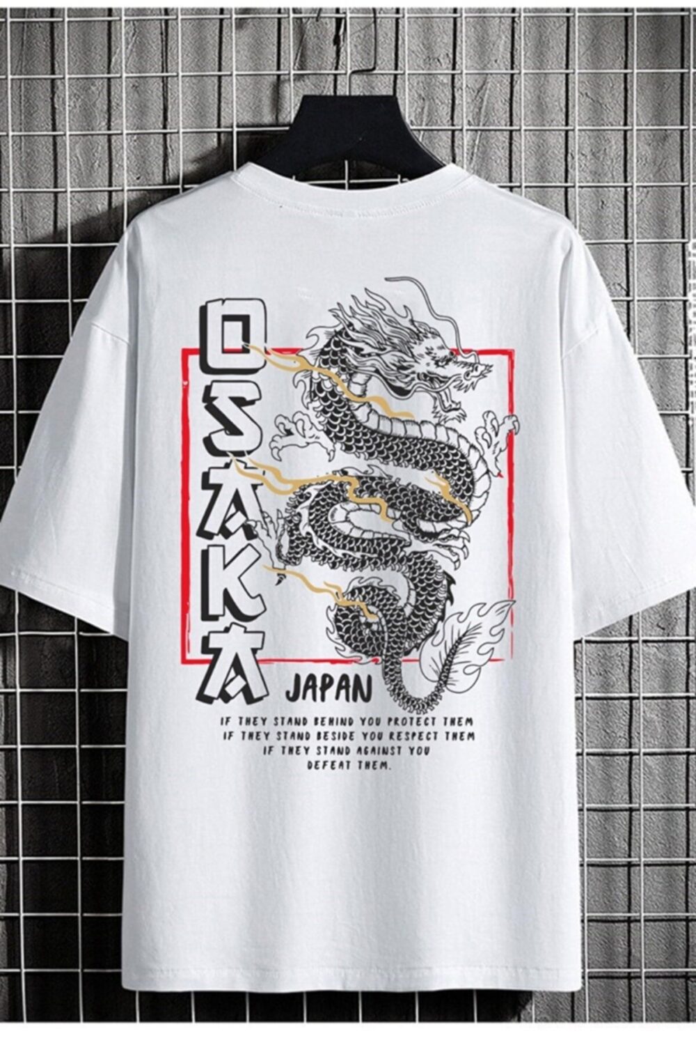 Unisex Beyaz Osaka Japan Baskılı Oversize Tshirt