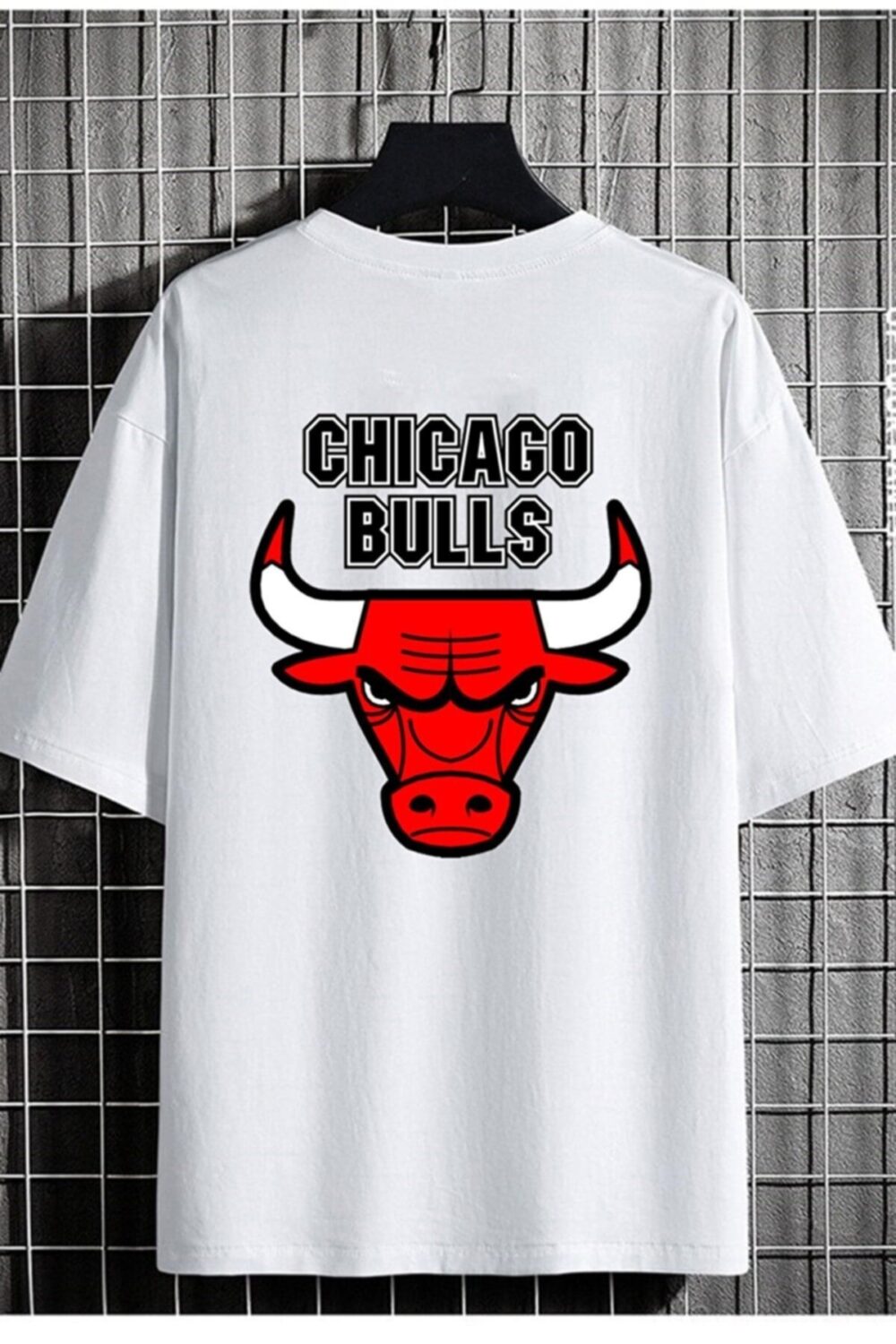 Unisex Bulls Sırt Baskılı Beyaz Tshirt