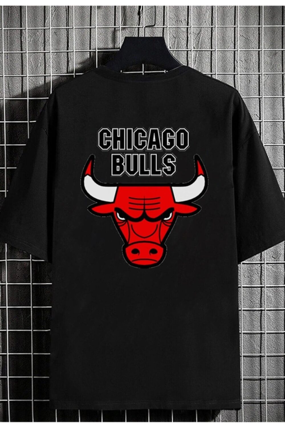 Unisex Bulls Sırt Baskılı Siyah Tshirt