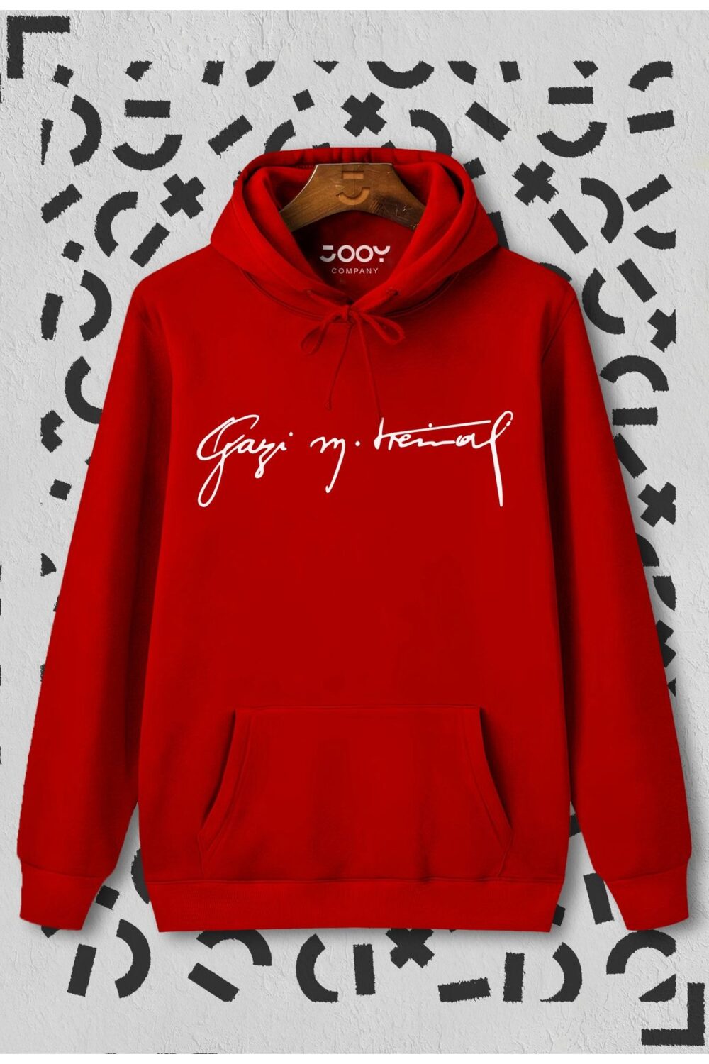 Unisex Kırmızı Gazi M.kemal Atatürk Imza Kapüşonlu Sweatshirt Hoodie