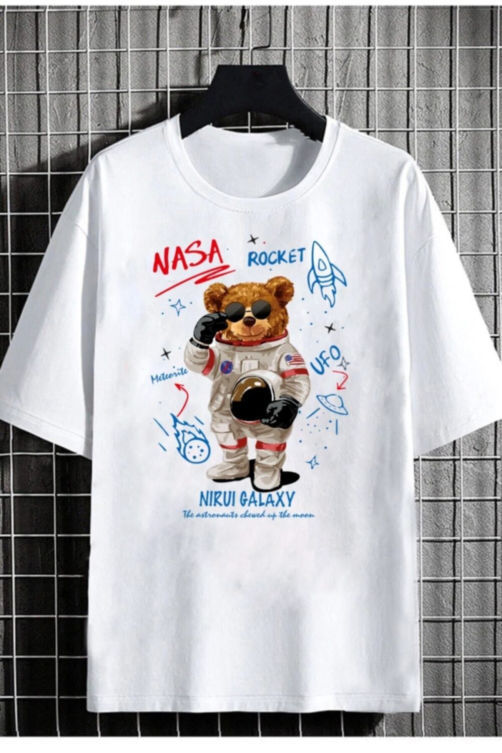 Unisex Nasa Galaxy Beyaz Tshirt