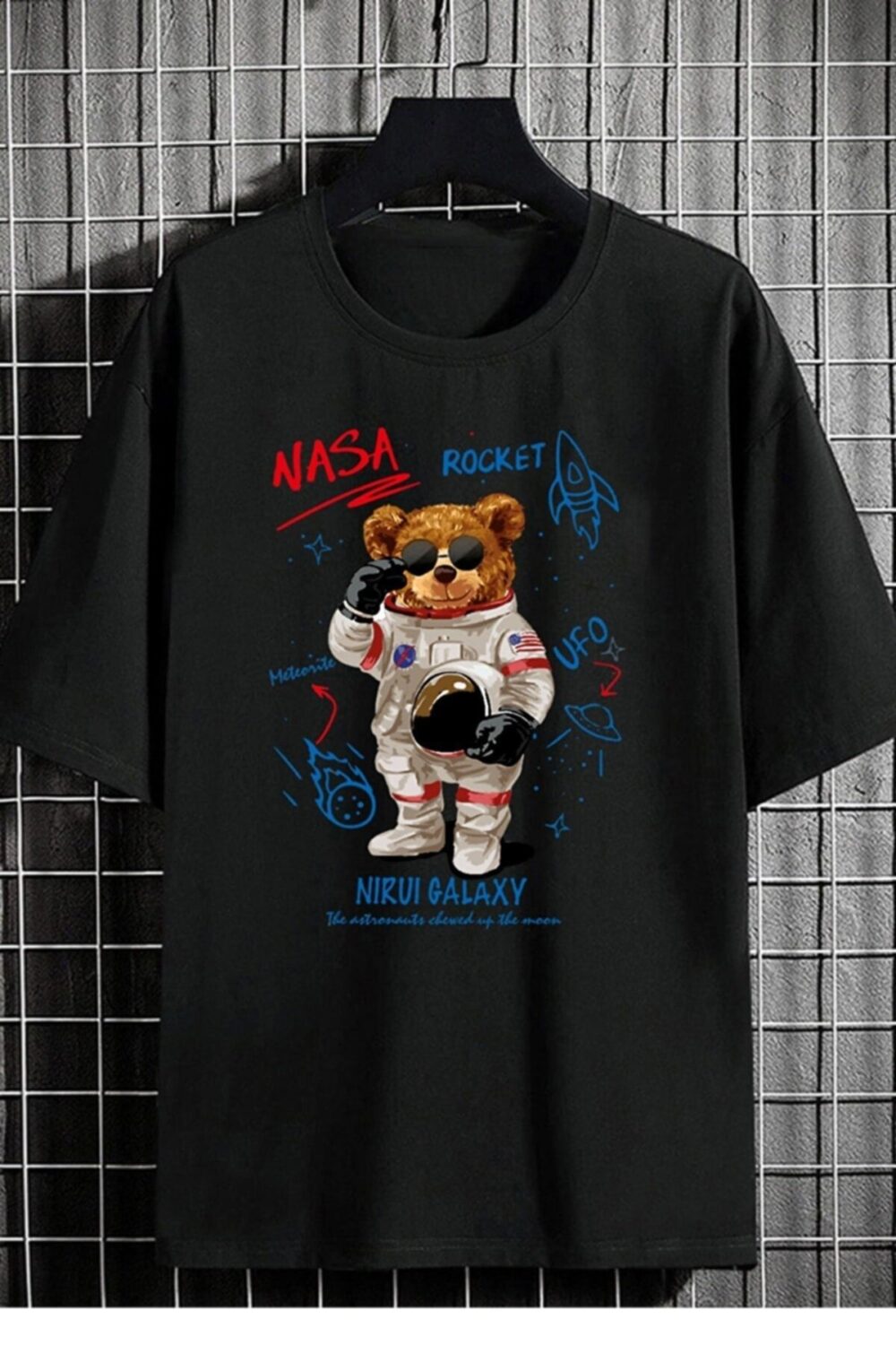 Unisex Nasa Galaxy Siyah Tshirt