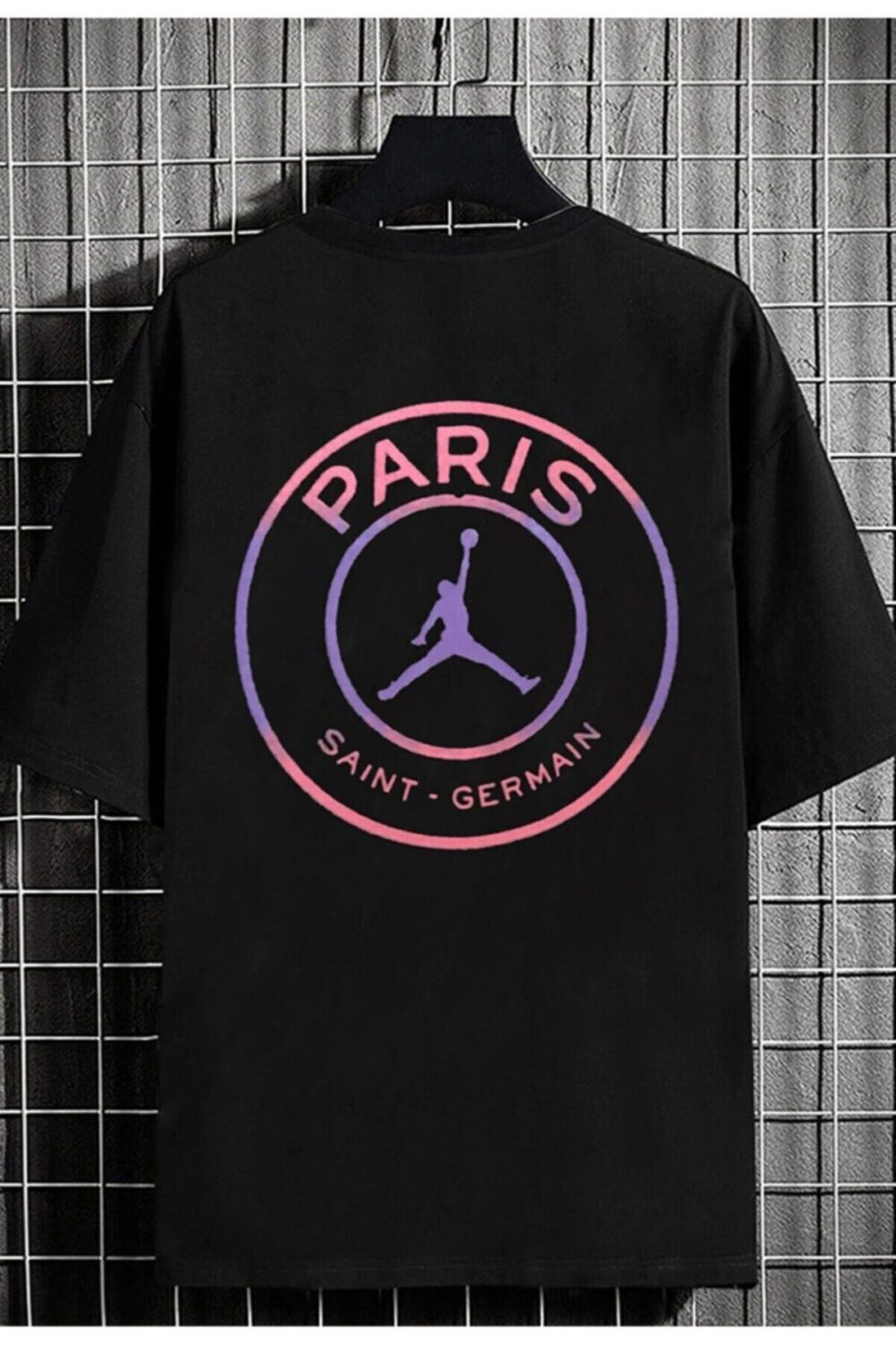 Unisex Paris Baskılı Siyah Tshirt