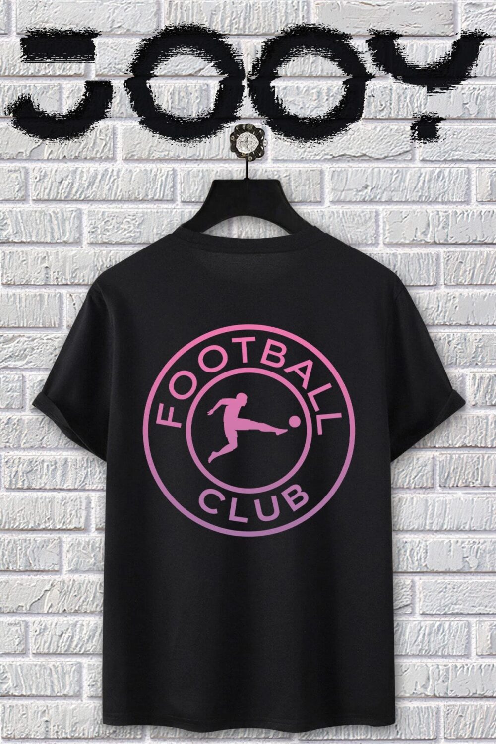 Unisex Siyah Football Club Oversize Tshirt