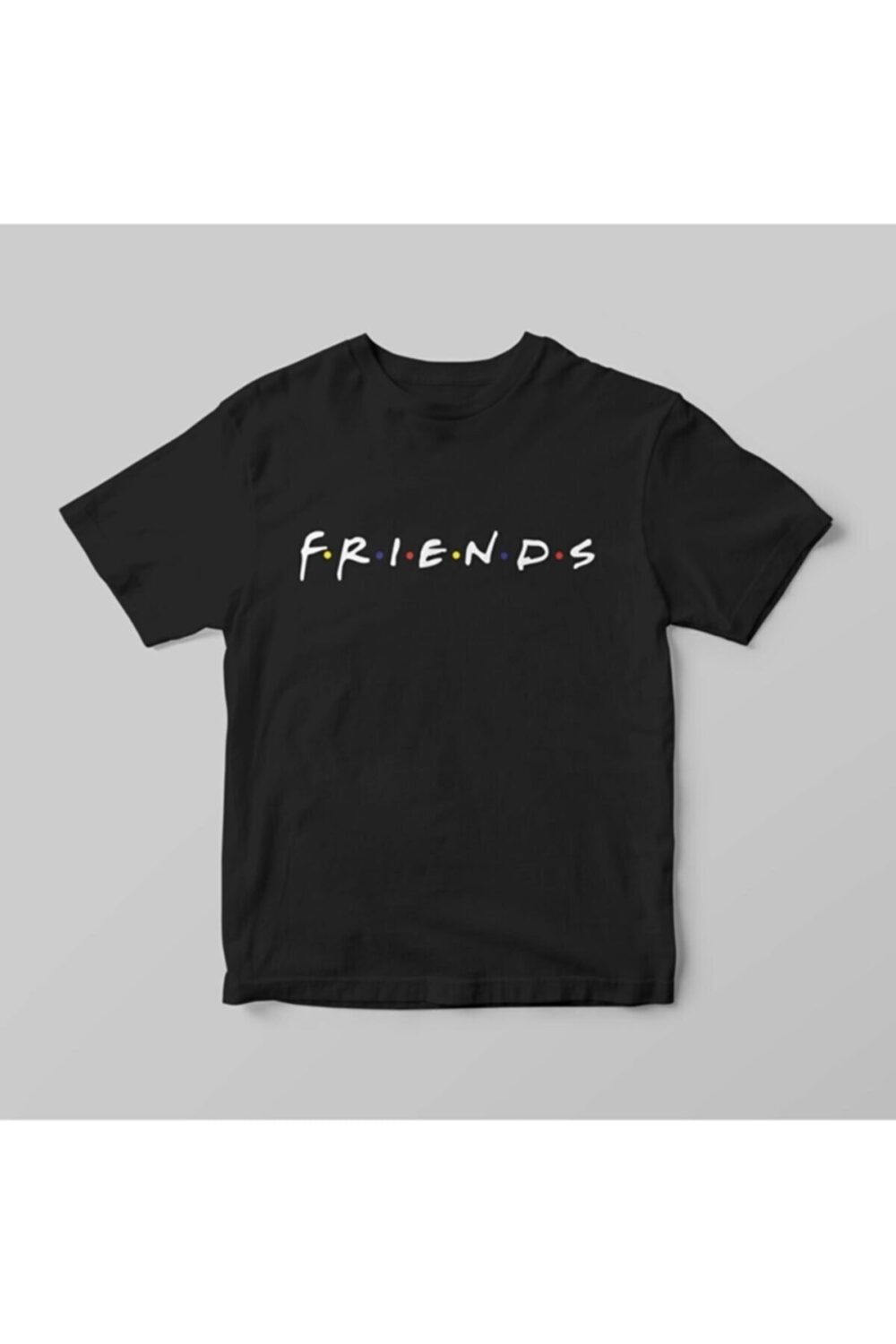 Unisex Siyah Friends Baskılı T-Shirt