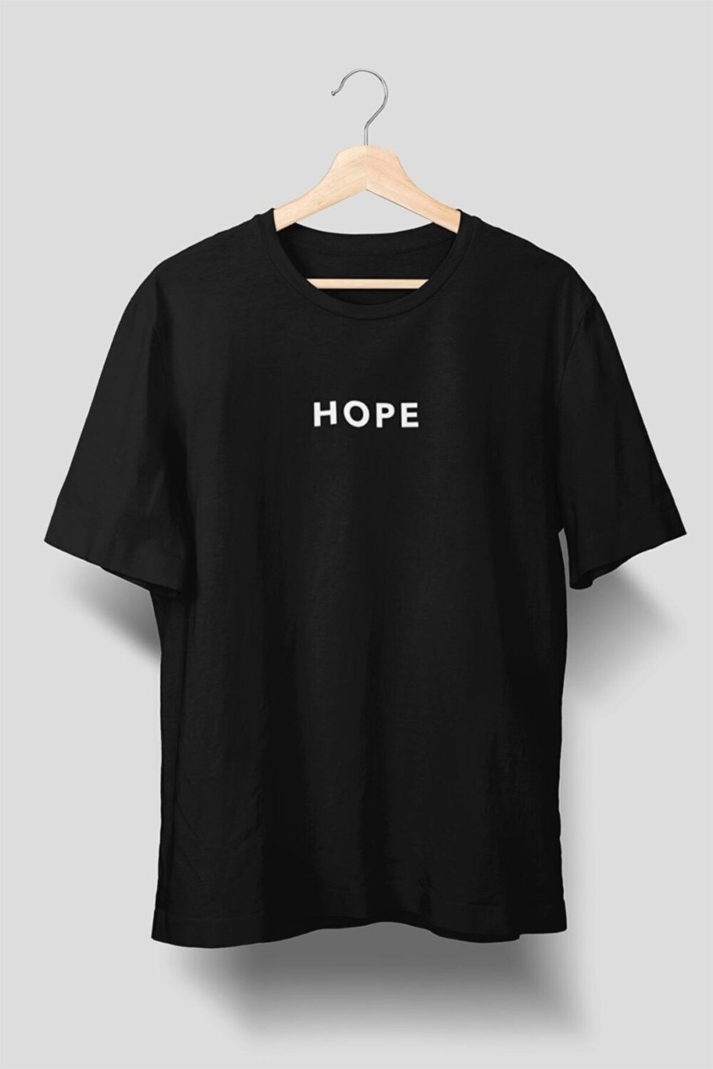 Unisex Siyah Hope Yazı Baskılı Oversize T-shirt