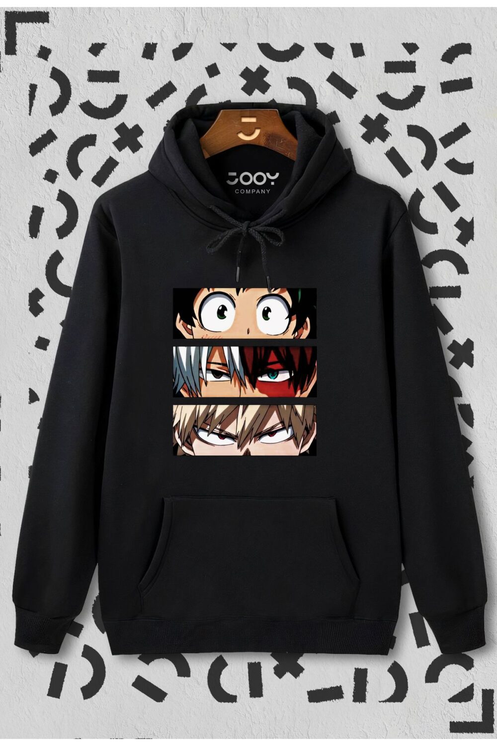 Unisex Siyah My Hero Academia Kapüşonlu Sweatshirt Hoodie