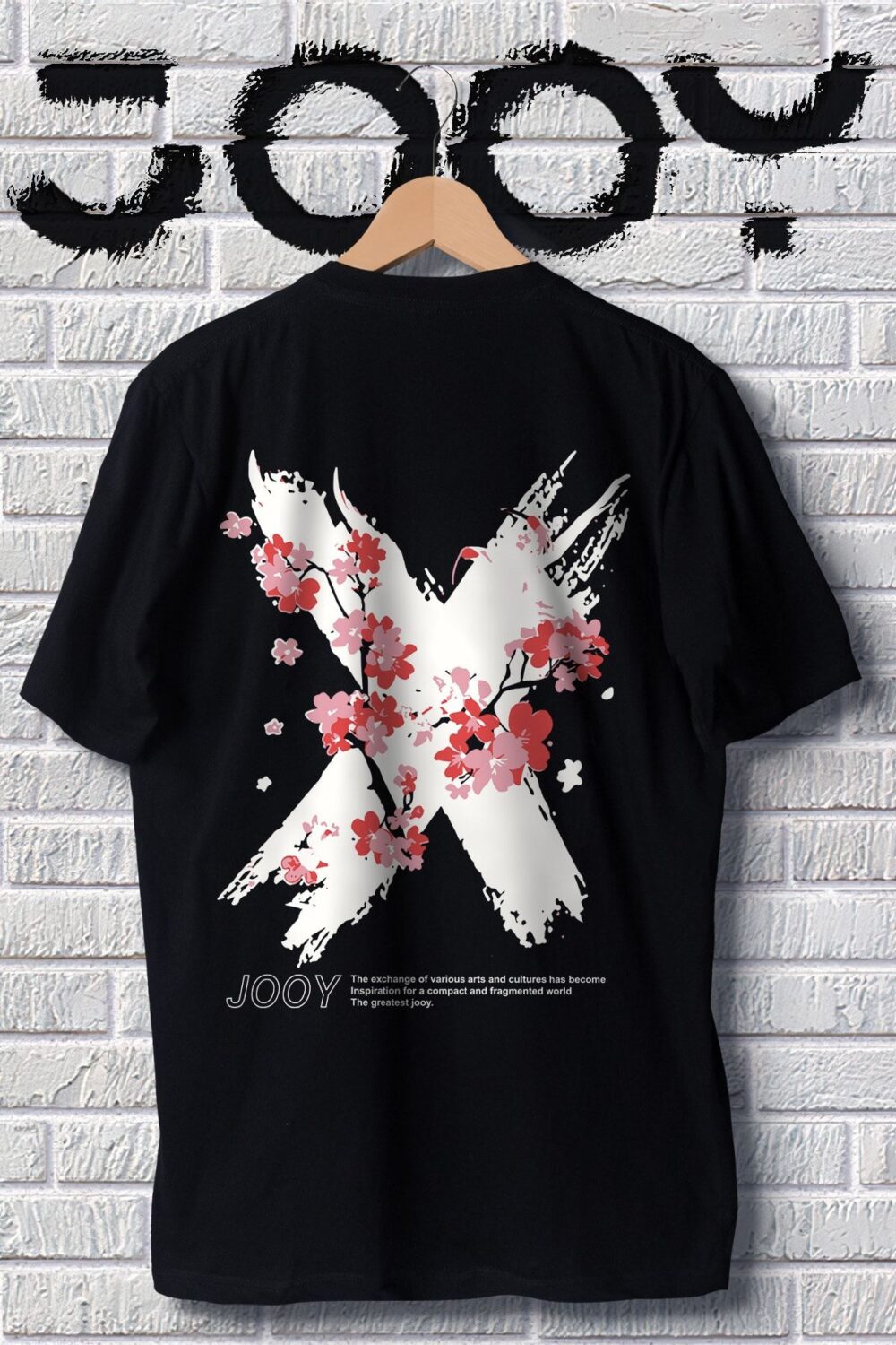 Unisex Siyah X Flowers Oversize Tshirt