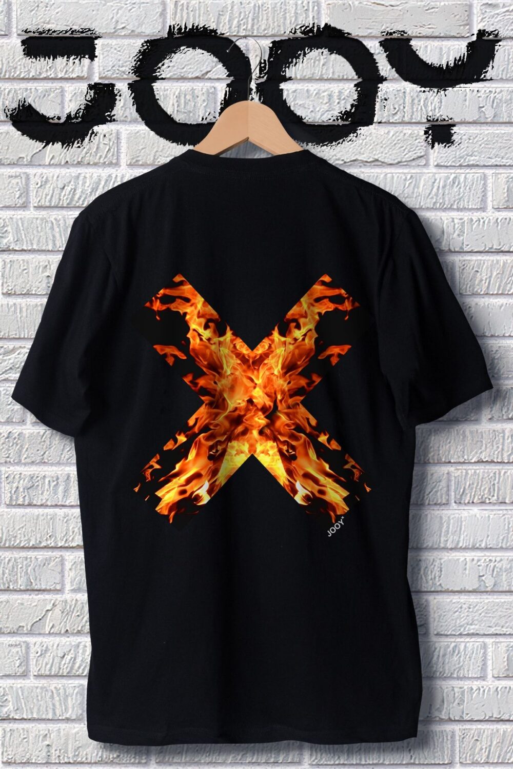 Unisex X Fire Siyah Tshirt