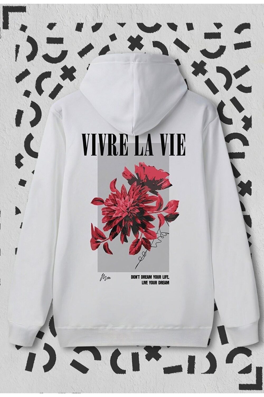 Vivre La Vie Beyaz Kapüşonlu Sweatshirt