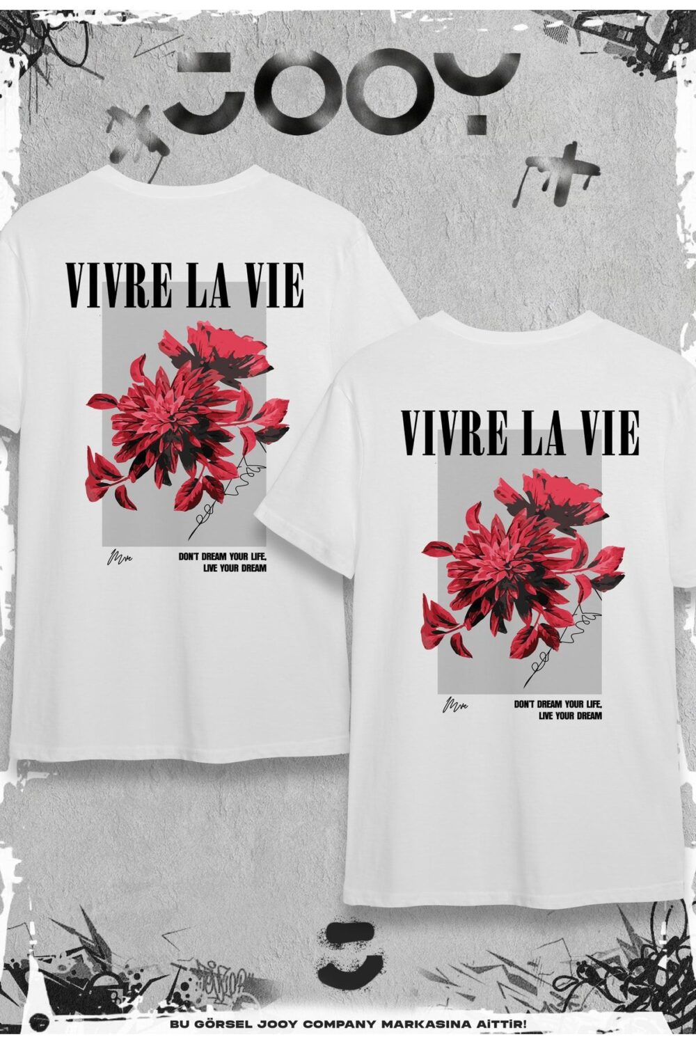 Vivre La Vie Sevgili Çift Kombini Beyaz Oversize Tshirt 2’li Set