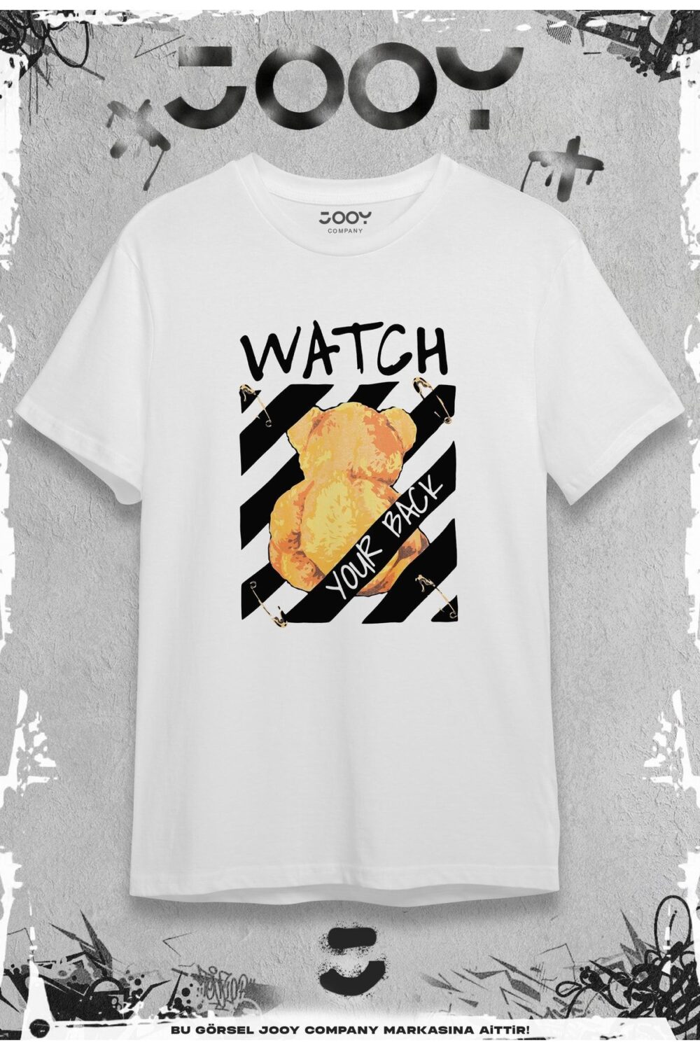 Watch Your Back Tasarım Beyaz Oversize Tshirt