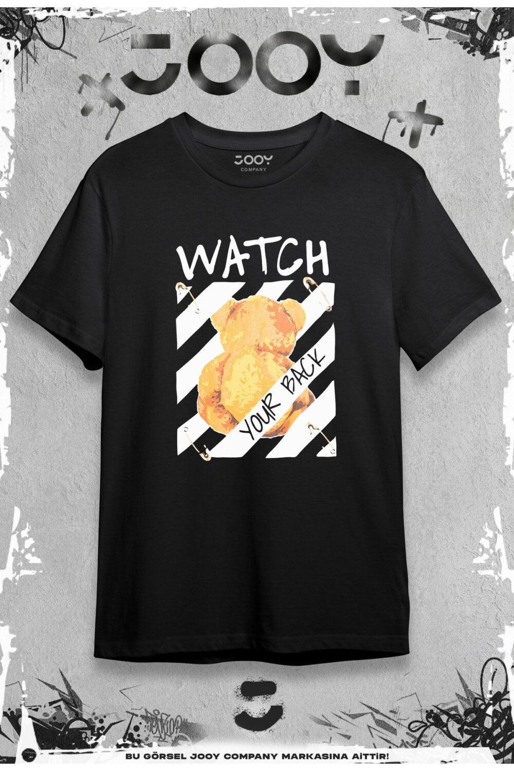 Watch Your Back Tasarım Siyah Oversize Tshirt