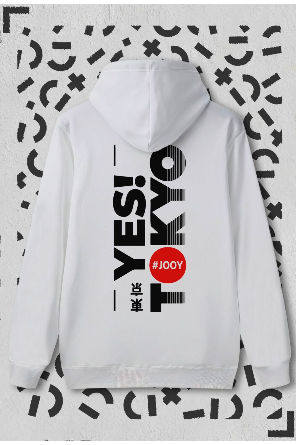 Yes Tokyo Baskılı Beyaz Kapüşonlu Sweatshirt